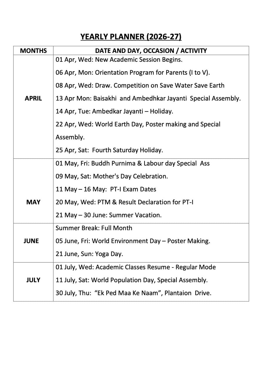 Yearly Planner (April β July 2026)